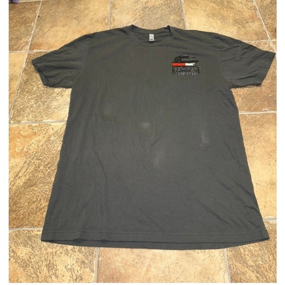 Next Level Key West Firefighters Local 1424 Thin Red Line Flag T-Shirt XL Gray